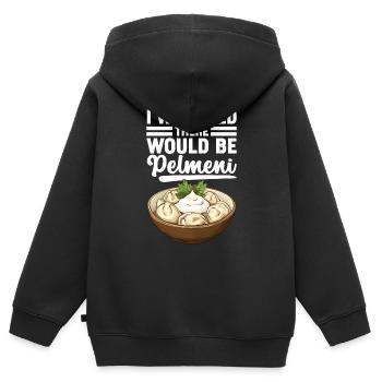 Pelmeni Russian Cuisine - Kids Premium Organic Zip-up Hoodie - black - Back - AI Model Kid Male (0cm)