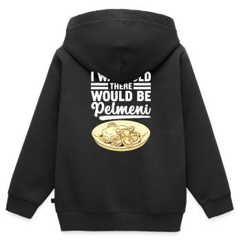 Pelmeni Russian Cuisine - Kids Premium Organic Zip-up Hoodie - black - Back - AI Model Kid Male (0cm)