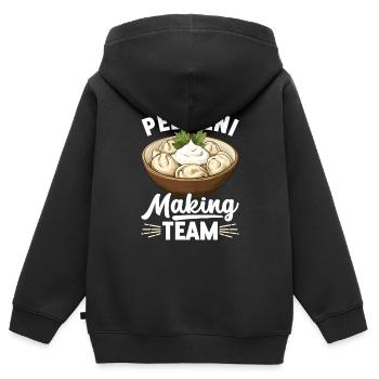 Pelmeni Russian Cuisine - Kids Premium Organic Zip-up Hoodie - black - Back - AI Model Kid Male (0cm)