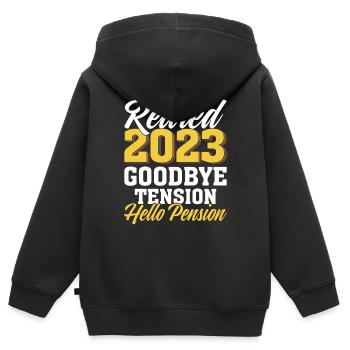 Goodbye Tension Hello Pension Retired 2025 Funny - Kids Premium Organic Zip-up Hoodie - black - Back - AI Model Kid Male (0cm)