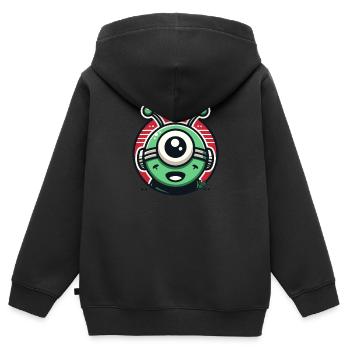 Friendly Alien Cyclops - Kids Premium Organic Zip-up Hoodie - black - Back - AI Model Kid Male (0cm)