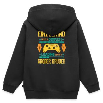 Only Child Complete - Loading Big Brother 2026 - Kids Premium Organic Zip-up Hoodie - black - Back - AI Model Kid Male (0cm)
