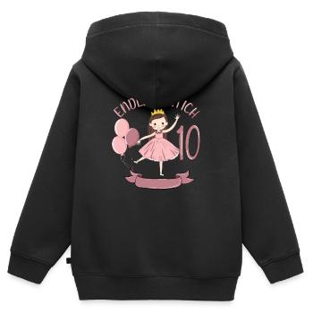Chemise d’anniversaire princesse enfin 10 ans - Sweat Premium à capuche zippé enfant bio - noir - Dos - AI Model Kid Male (0cm)