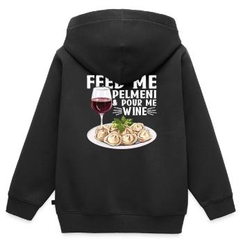 Pelmeni Russian Cuisine - Kids Premium Organic Zip-up Hoodie - black - Back - AI Model Kid Male (0cm)