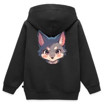 Renards gris Renard gris - Sweat Premium à capuche zippé enfant bio - noir - Dos - AI Model Kid Male (0cm)