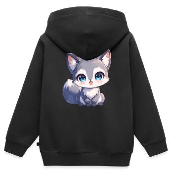 Renards gris Renard gris - Sweat Premium à capuche zippé enfant bio - noir - Dos - AI Model Kid Male (0cm)