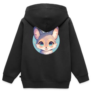Renards gris Renard gris - Sweat Premium à capuche zippé enfant bio - noir - Dos - AI Model Kid Male (0cm)