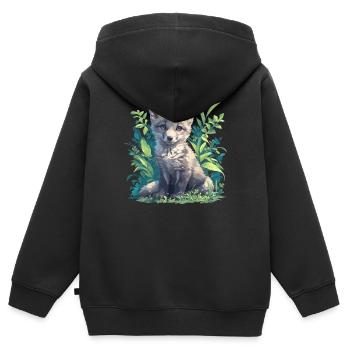 Renards gris Renard gris - Sweat Premium à capuche zippé enfant bio - noir - Dos - AI Model Kid Male (0cm)