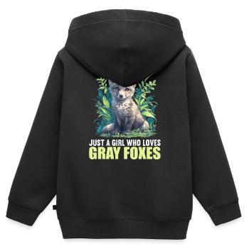 Renards gris Renard gris - Sweat Premium à capuche zippé enfant bio - noir - Dos - AI Model Kid Male (0cm)
