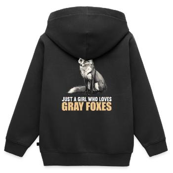 Renards gris Renard gris - Sweat Premium à capuche zippé enfant bio - noir - Dos - AI Model Kid Male (0cm)