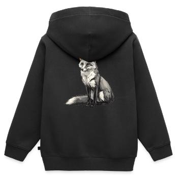 Renards gris Renard gris - Sweat Premium à capuche zippé enfant bio - noir - Dos - AI Model Kid Male (0cm)