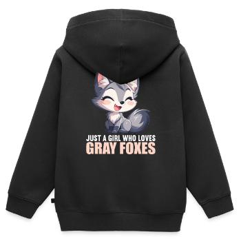 Renards gris Renard gris - Sweat Premium à capuche zippé enfant bio - noir - Dos - AI Model Kid Male (0cm)
