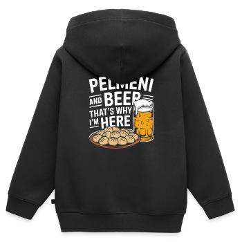 Pelmeni Russian Cuisine - Kids Premium Organic Zip-up Hoodie - black - Back - AI Model Kid Male (0cm)