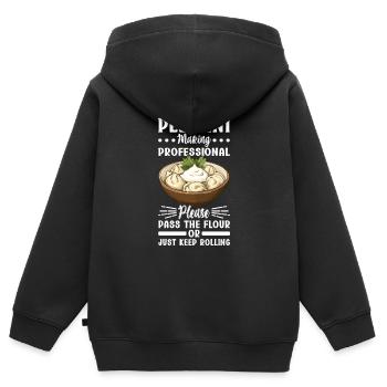 Pelmeni Russian Cuisine - Kids Premium Organic Zip-up Hoodie - black - Back - AI Model Kid Male (0cm)