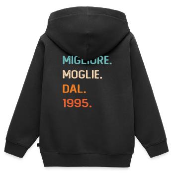 Ehefrau seit 1995 - Kinder Premium Organic Zip Hoodie - Schwarz - Hinten - AI Model Kid Male (0cm)