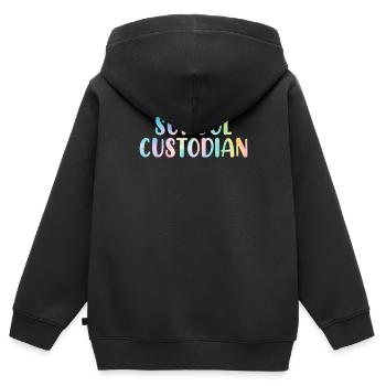 Concierge d’école Nettoyage Concierge Tie Dye - Sweat Premium à capuche zippé enfant bio - noir - Dos - AI Model Kid Male (0cm)