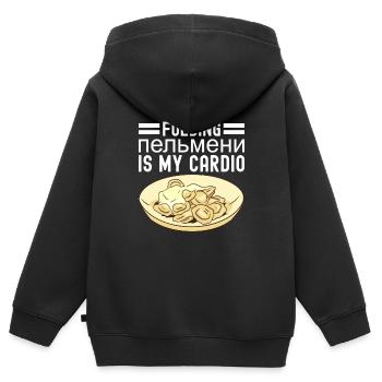Pelmeni Russian Cuisine - Kids Premium Organic Zip-up Hoodie - black - Back - AI Model Kid Male (0cm)