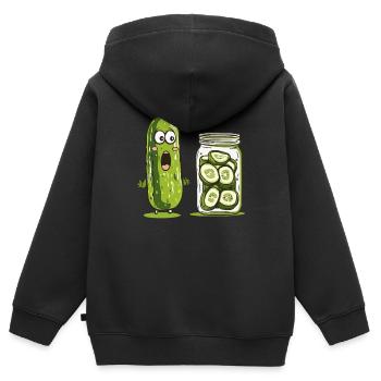 Lustige Gurke Staunt Über Eingelegte Verwandte - Kinder Premium Organic Zip Hoodie - Schwarz - Hinten - AI Model Kid Male (0cm)