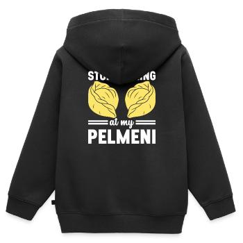 Pelmeni Russian Cuisine - Kids Premium Organic Zip-up Hoodie - black - Back - AI Model Kid Male (0cm)