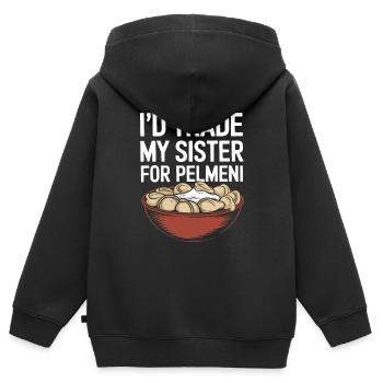 Pelmeni Russian Cuisine - Kids Premium Organic Zip-up Hoodie - black - Back - AI Model Kid Male (0cm)