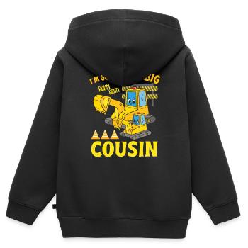 Excavator Child Ready Going To Be A Big Cousin - Kinder Premium Organic Zip Hoodie - Schwarz - Hinten - AI Model Kid Male (0cm)
