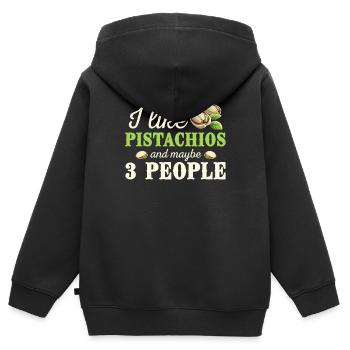 J’aime les pistaches et peut-être 3 personnes - Sweat Premium à capuche zippé enfant bio - noir - Dos - AI Model Kid Male (0cm)