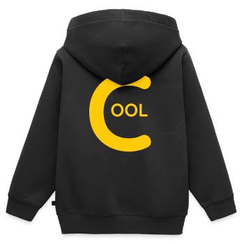 Cool T shirt with the yellow inscription Cool - Kids Premium Organic Zip-up Hoodie - black - Back - AI Model Kid Male (0cm)