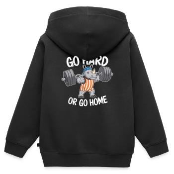 GYM GO HARD OR GO HOME - Kids Premium Organic Zip-up Hoodie - black - Back - AI Model Kid Male (0cm)