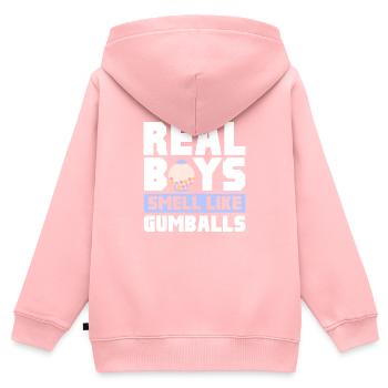 Real Boys Smell Like Gumballs Retro Chewing Gum - Kinder Premium Organic Zip Hoodie - Rosa - Hinten - AI Model Kid Female (0cm)
