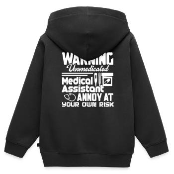 Medical Assistant Medical Assistant Warning - Kids Premium Organic Zip-up Hoodie - black - Back - AI Model Kid Male (0cm)