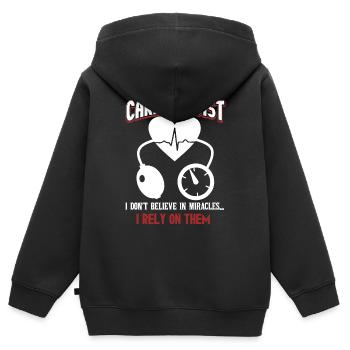 Cardiologist Rely On Miracles - Kids Premium Organic Zip-up Hoodie - black - Back - AI Model Kid Male (0cm)