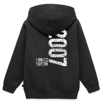 18e anniversaire garçon filles édition limitée 2007 - Sweat Premium à capuche zippé enfant bio - noir - Dos - AI Model Kid Male (0cm)