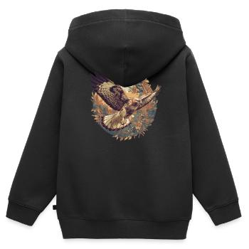 Faucon Faucon - Sweat Premium à capuche zippé enfant bio - noir - Dos - AI Model Kid Male (0cm)
