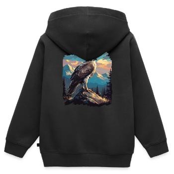 Faucon Faucon - Sweat Premium à capuche zippé enfant bio - noir - Dos - AI Model Kid Male (0cm)