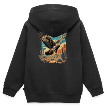 Faucon Faucon - Sweat Premium à capuche zippé enfant bio - noir - Dos - AI Model Kid Male (0cm)