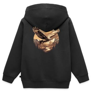 Faucon Faucon - Sweat Premium à capuche zippé enfant bio - noir - Dos - AI Model Kid Male (0cm)