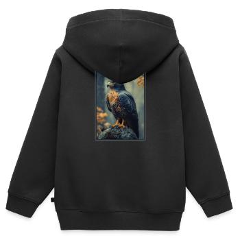 Faucon Faucon - Sweat Premium à capuche zippé enfant bio - noir - Dos - AI Model Kid Male (0cm)