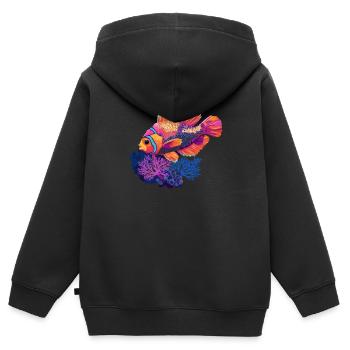 Farbenfroher Tropenfisch im Korallenriff - Kinder Premium Organic Zip Hoodie - Schwarz - Hinten - AI Model Kid Male (0cm)