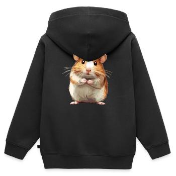 Hamster - Kinder Premium Organic Zip Hoodie - Schwarz - Hinten - AI Model Kid Male (0cm)