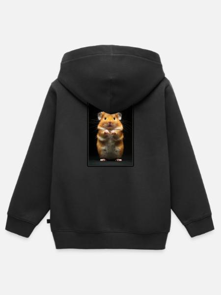Hamster - Premium børne zip-hættetrøje økologisk - sort