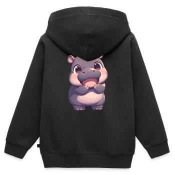 Hippopotame Hippopotame - Sweat Premium à capuche zippé enfant bio - noir - Dos - AI Model Kid Male (0cm)
