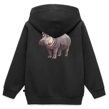 Hippopotame Hippopotame - Sweat Premium à capuche zippé enfant bio - noir - Dos - AI Model Kid Male (0cm)