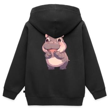 Hippopotame Hippopotame - Sweat Premium à capuche zippé enfant bio - noir - Dos - AI Model Kid Male (0cm)