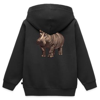Hippopotame Hippopotame - Sweat Premium à capuche zippé enfant bio - noir - Dos - AI Model Kid Male (0cm)