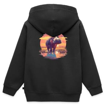 Hippopotame Hippopotame - Sweat Premium à capuche zippé enfant bio - noir - Dos - AI Model Kid Male (0cm)