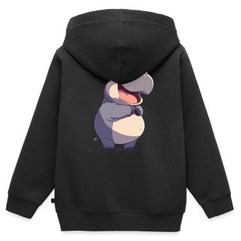 Hippopotame Hippopotame - Sweat Premium à capuche zippé enfant bio - noir - Dos - AI Model Kid Male (0cm)