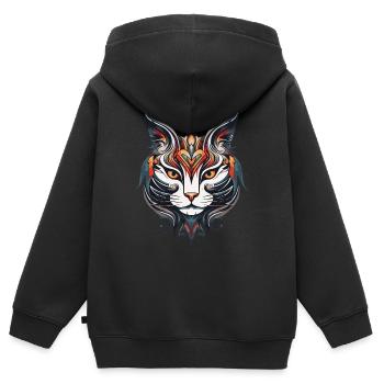 Tête de portrait de chat - Sweat Premium à capuche zippé enfant bio - noir - Dos - AI Model Kid Male (0cm)