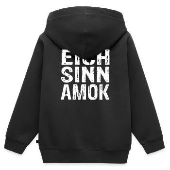 Eich Sinn Amok - Kinder Premium Organic Zip Hoodie - Schwarz - Hinten - AI Model Kid Male (0cm)