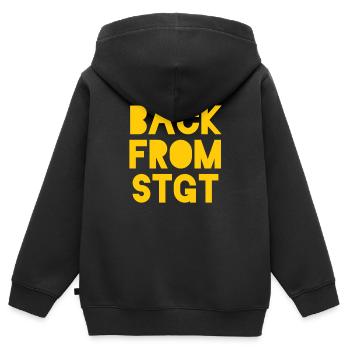 Zurück aus Stuttgart T-Shirt - Kinder Premium Organic Zip Hoodie - Schwarz - Hinten - AI Model Kid Male (0cm)