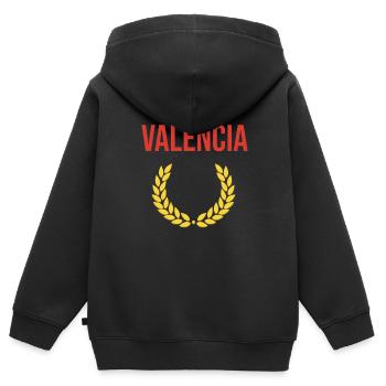Idée cadeau souvenir Valence Espagne - Sweat Premium à capuche zippé enfant bio - noir - Dos - AI Model Kid Male (0cm)